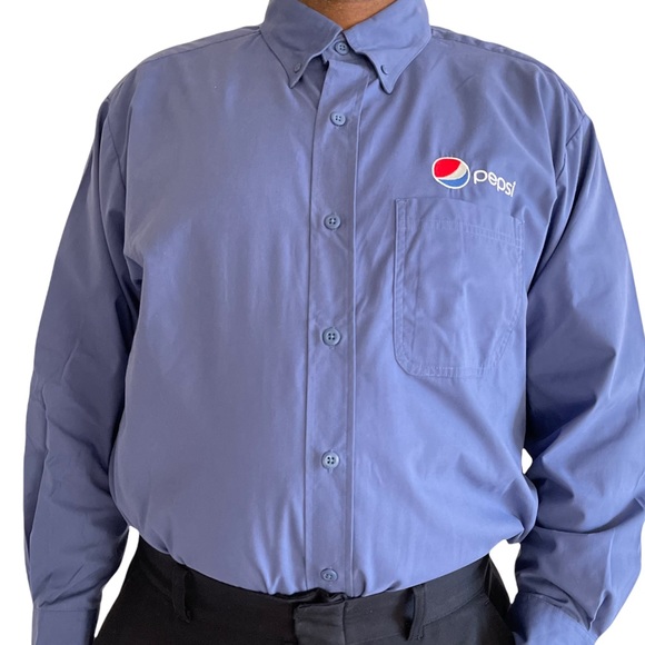 Pepsi Blue Button Down Uniform Dress Shirt Long Sleeves XL - Picture 9 of 9